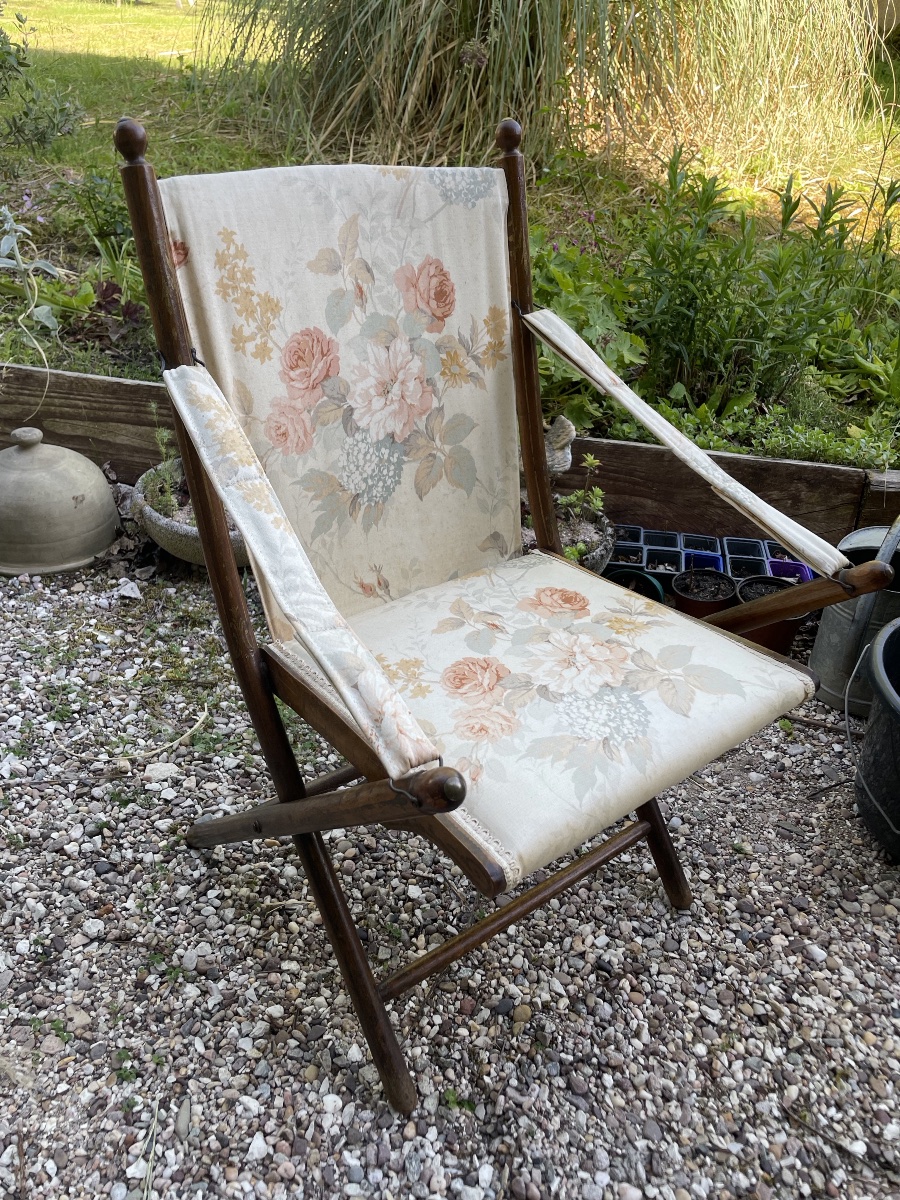 PETITE CHAISE PLIANTE EN BOIS FAÇON BAMBOU D’ÉPOQUE NAPOLÉON III