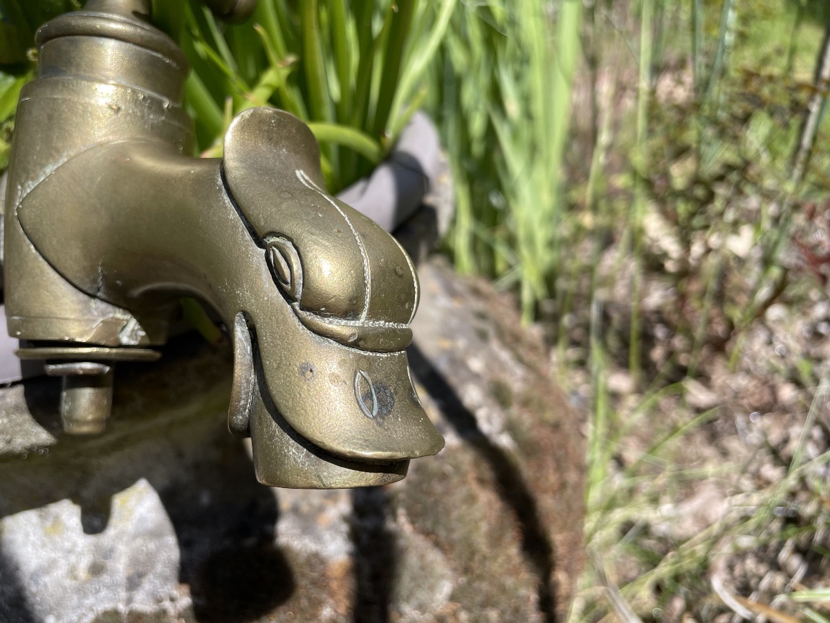 19th-century Bronze Animal-headed Fountain Spout-photo-2