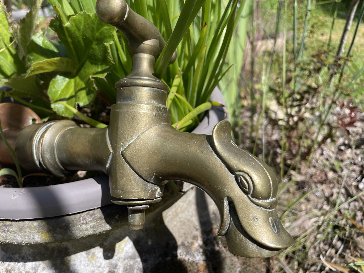 19th-century Bronze Animal-headed Fountain Spout-photo-3