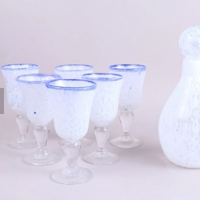 Carafe et 6 verres en verre moucheté -photo-4