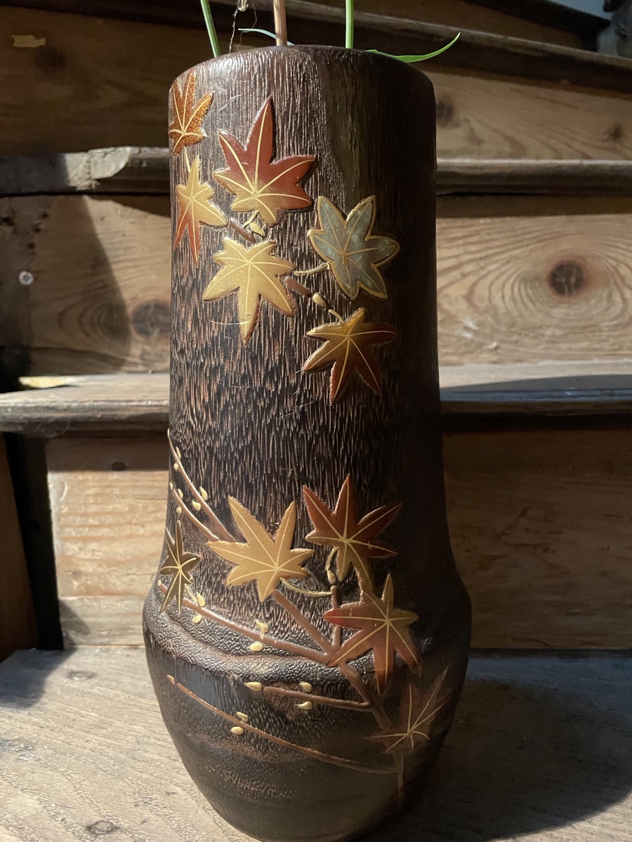 Vase à Ikebana japonais en bois de paulownia-photo-4