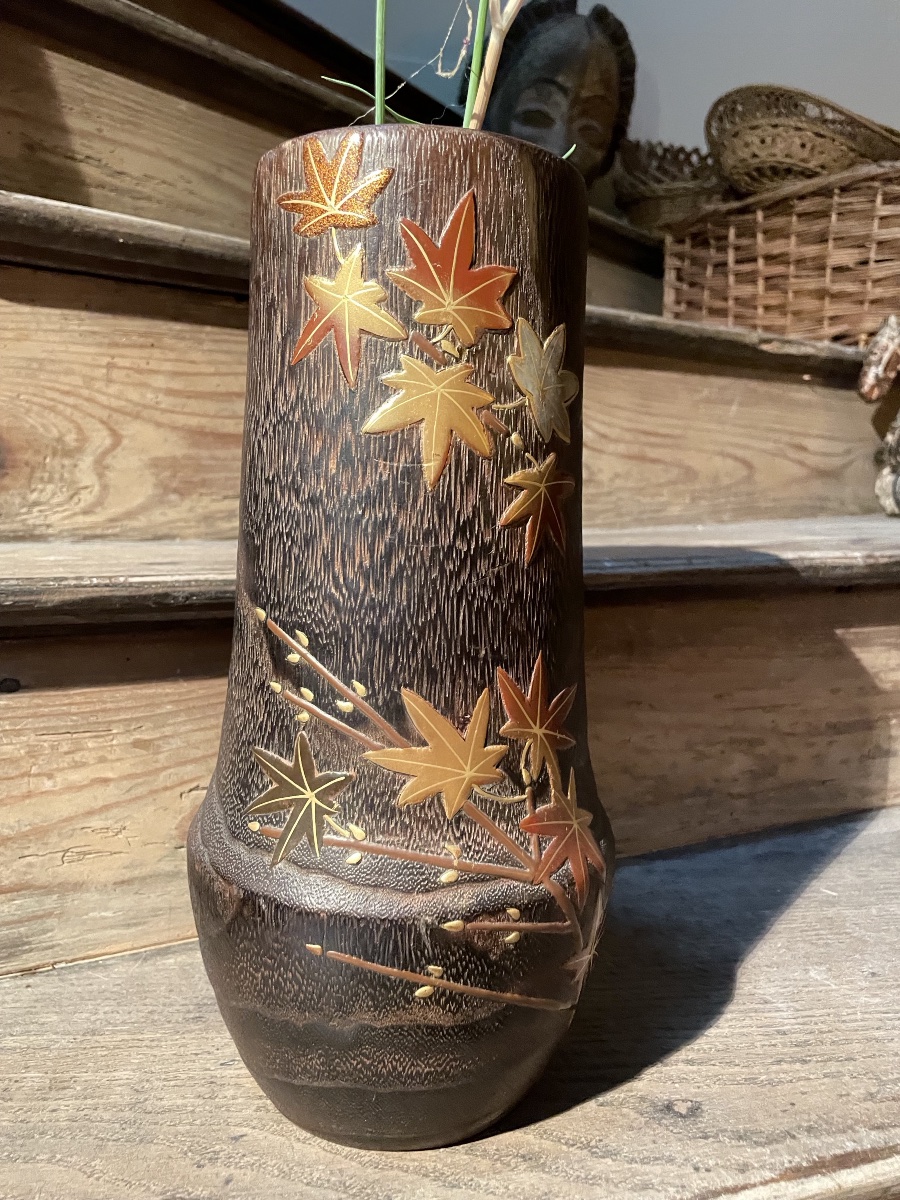Vase à Ikebana japonais en bois de paulownia-photo-1