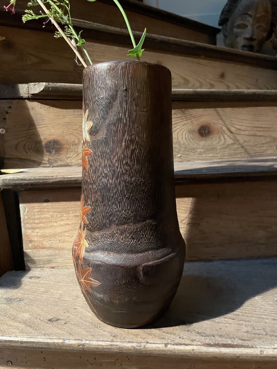 Vase à Ikebana japonais en bois de paulownia-photo-4