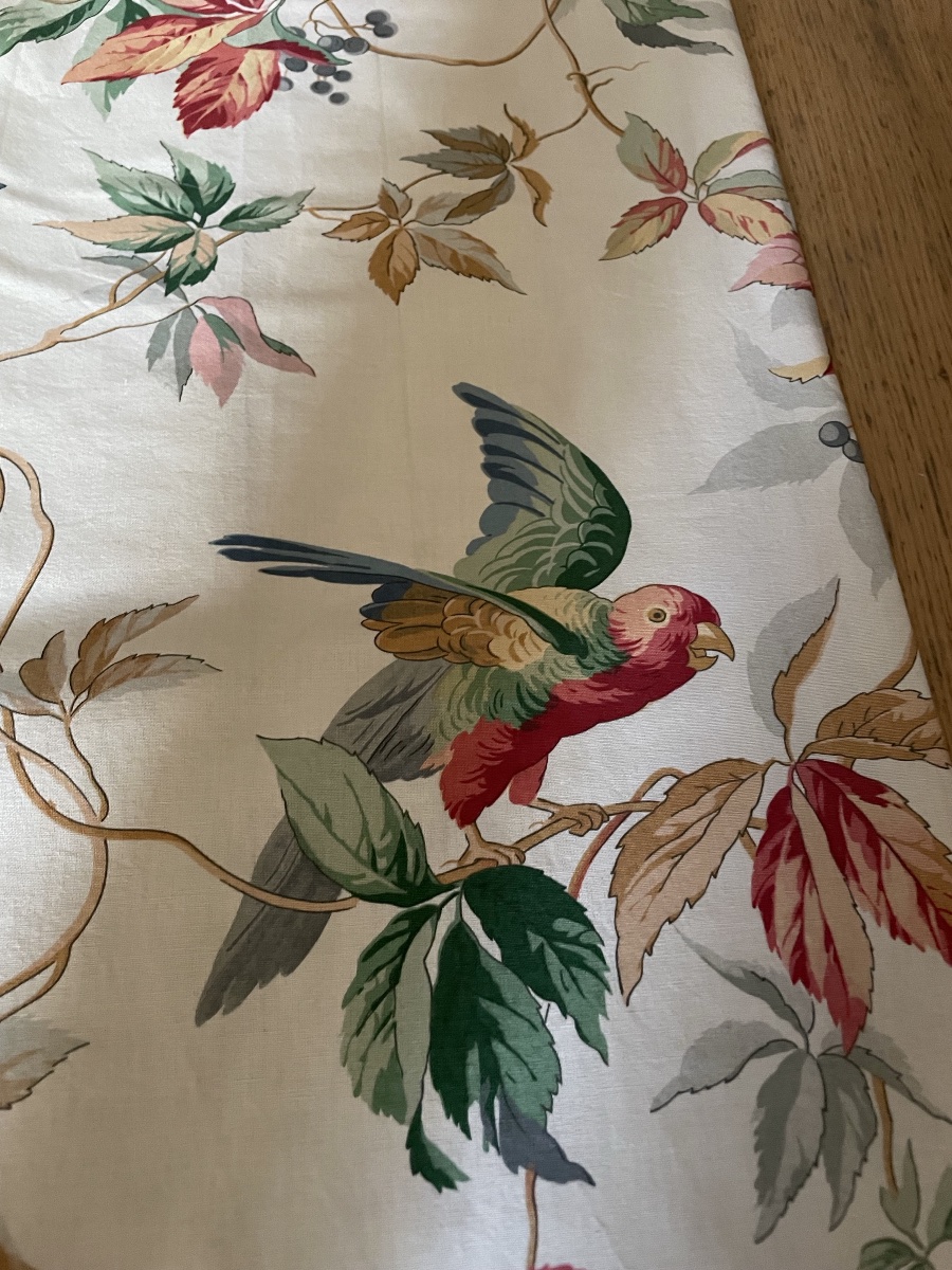 The Pair Of Curtains With Parrots 
