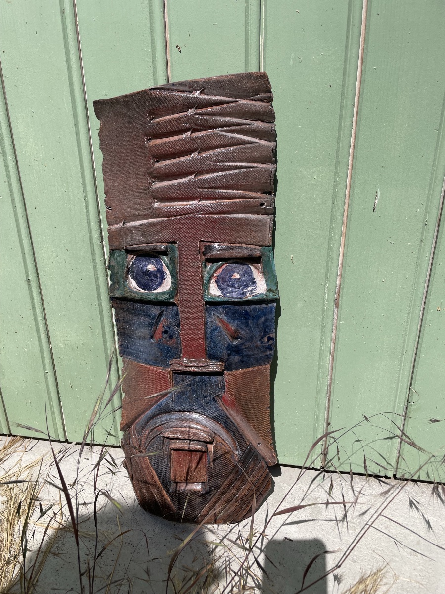 Polychrome Ceramic Mask From The 1950s -photo-2