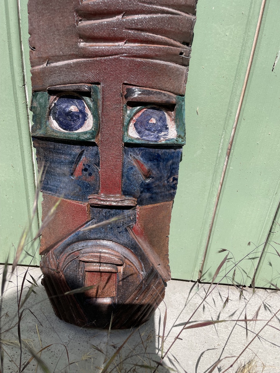Polychrome Ceramic Mask From The 1950s -photo-3