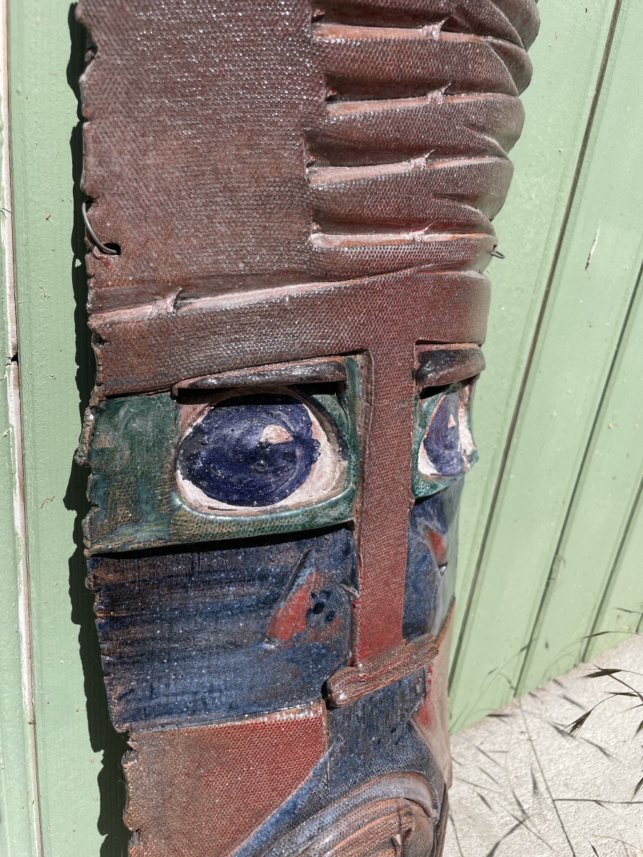 Polychrome Ceramic Mask From The 1950s -photo-1