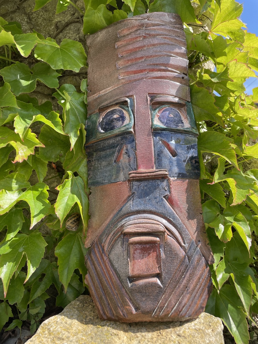 Polychrome Ceramic Mask From The 1950s -photo-2