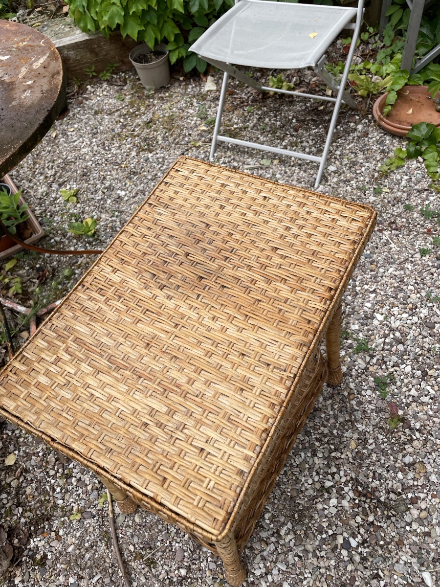 Desserte table à thé en rotin de jardin -photo-2