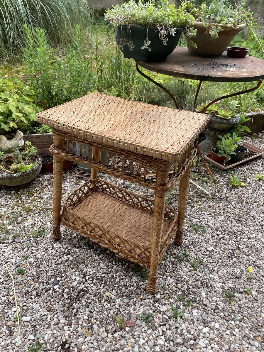 Desserte table à thé en rotin de jardin -photo-4