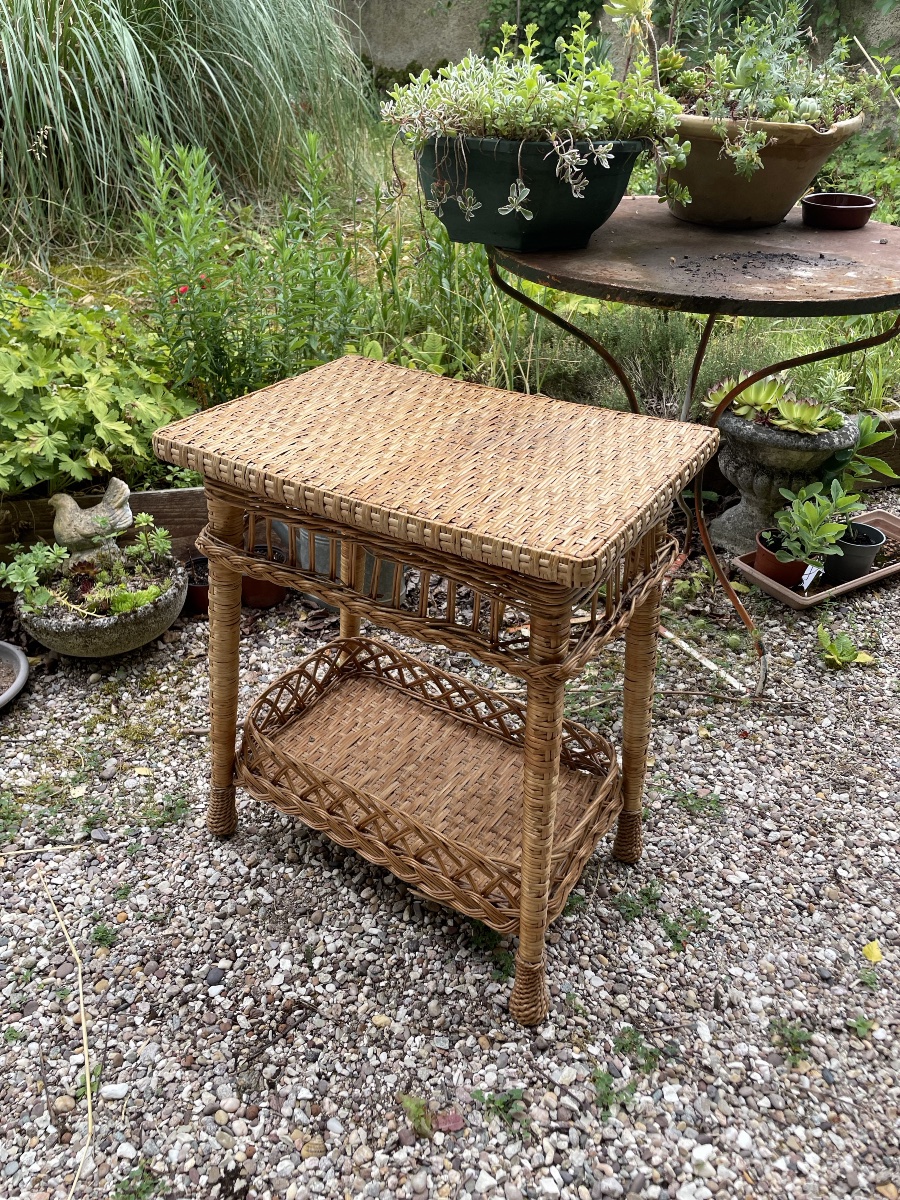 Desserte table à thé en rotin de jardin -photo-6