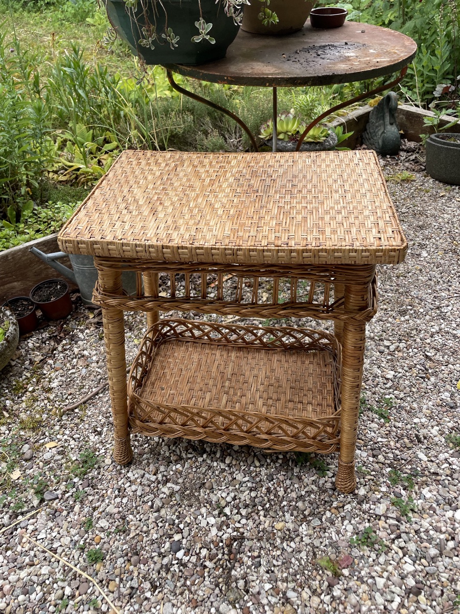 Desserte table à thé en rotin de jardin -photo-8