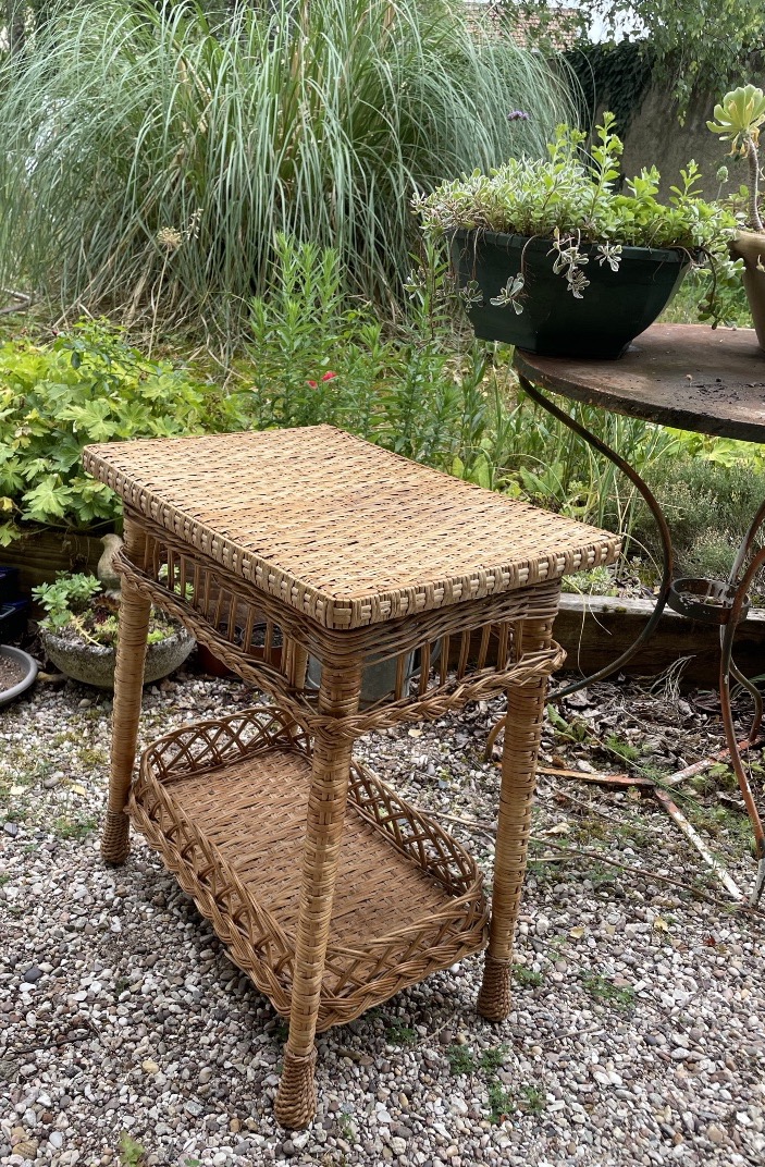 Desserte table à thé en rotin de jardin 