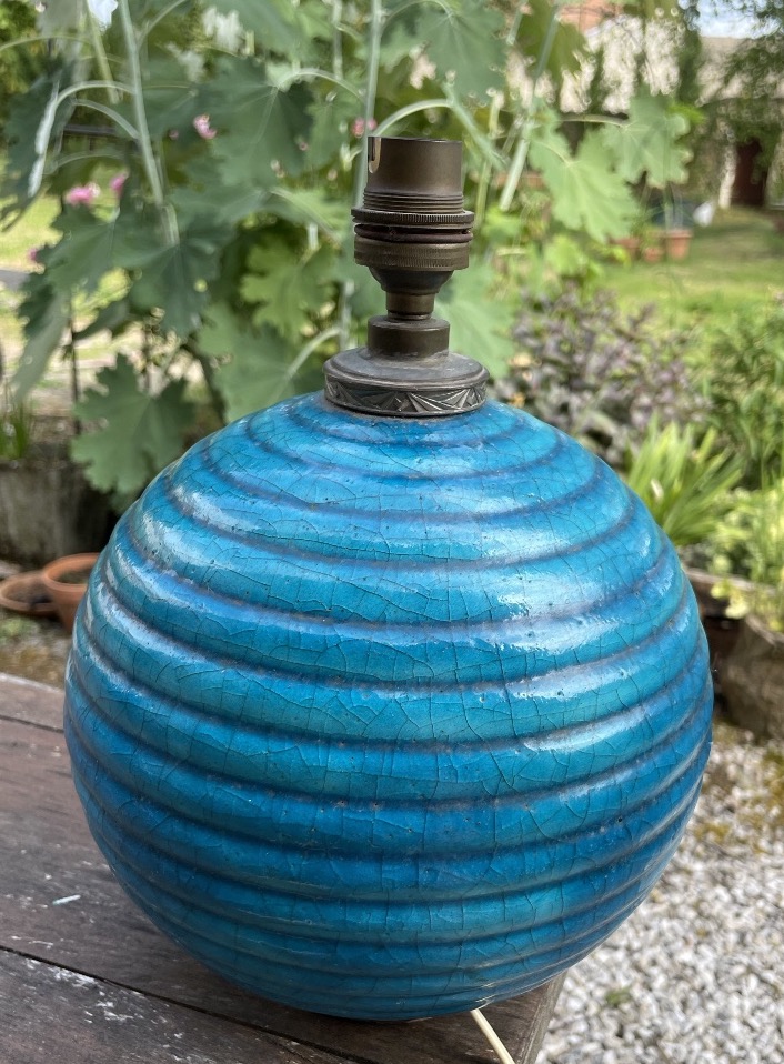 Pied de lampe en céramique craquelée 