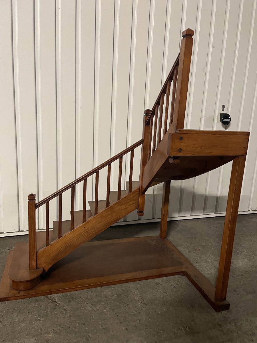 Escalier de maîtrise  en noyer blond , XIXème -photo-4