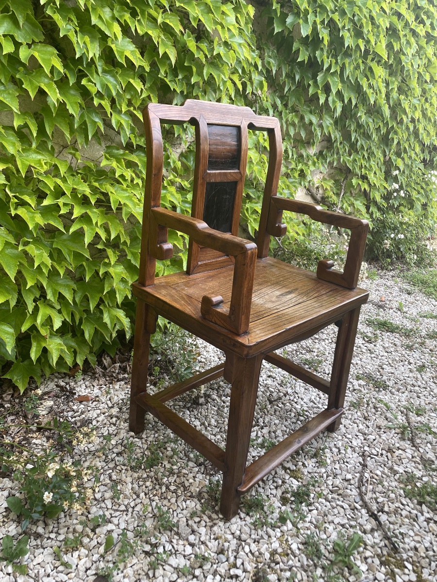 Fauteuil chinois en bois exotique  époque Qing -photo-1