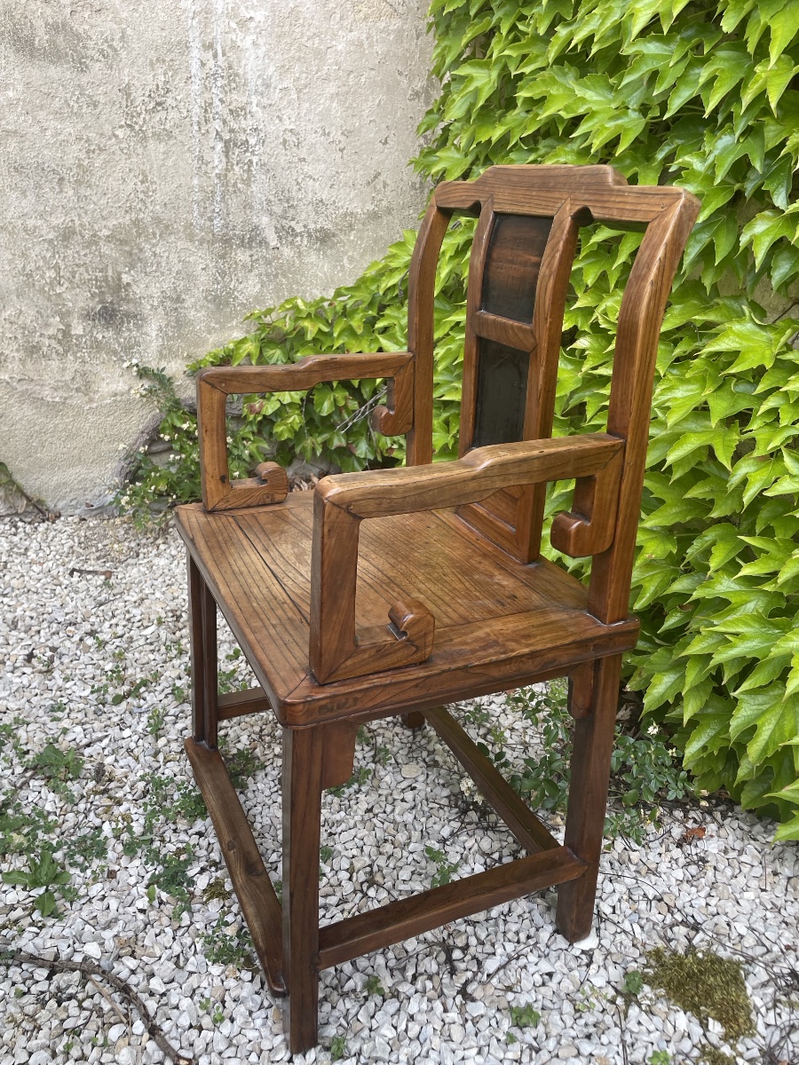 Fauteuil chinois en bois exotique  époque Qing -photo-3