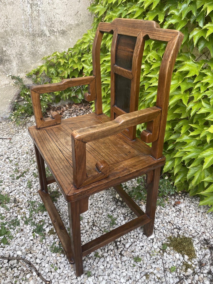 Fauteuil chinois en bois exotique  époque Qing -photo-5