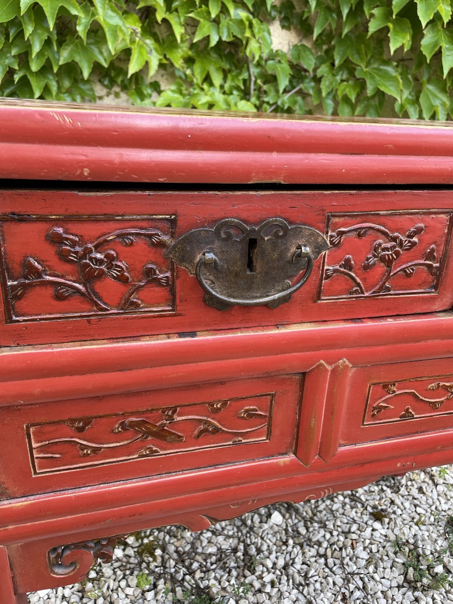 CHINE, travail de Ningbo, fin du XIXe siècle Bureau Console  -photo-1