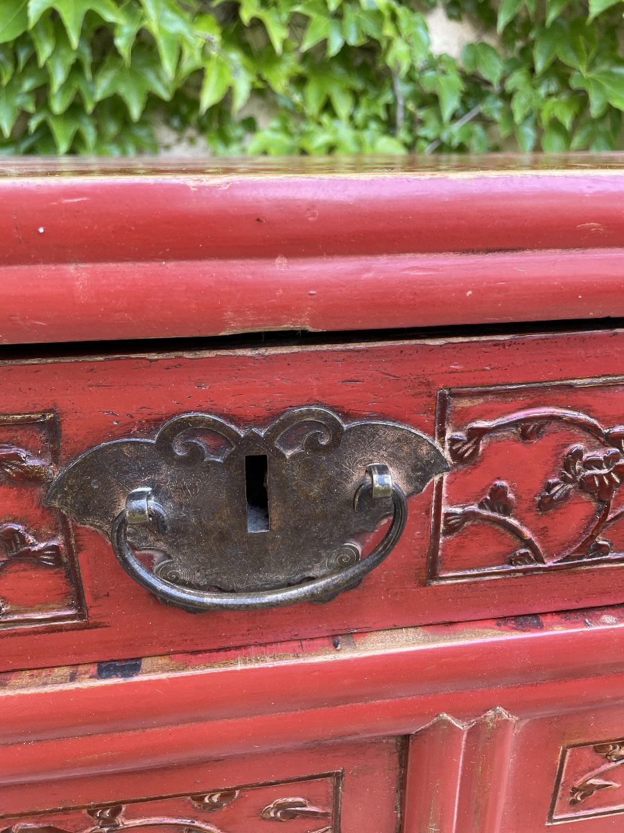 CHINE, travail de Ningbo, fin du XIXe siècle Bureau Console  -photo-2