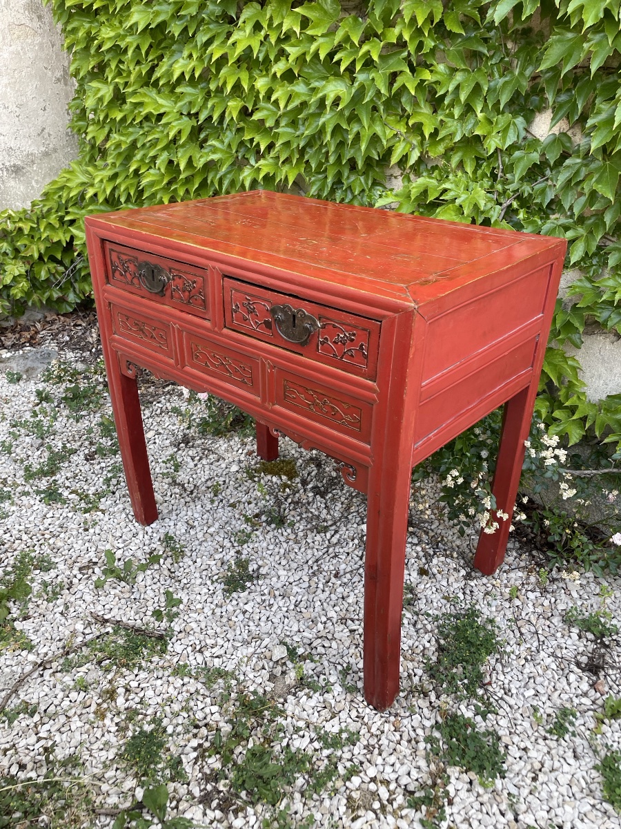 CHINE, travail de Ningbo, fin du XIXe siècle Bureau Console  -photo-5