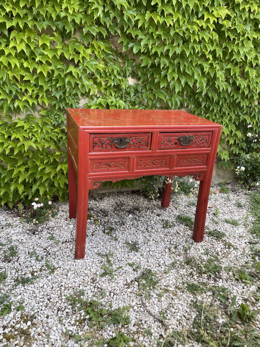 CHINE, travail de Ningbo, fin du XIXe siècle Bureau Console  -photo-7