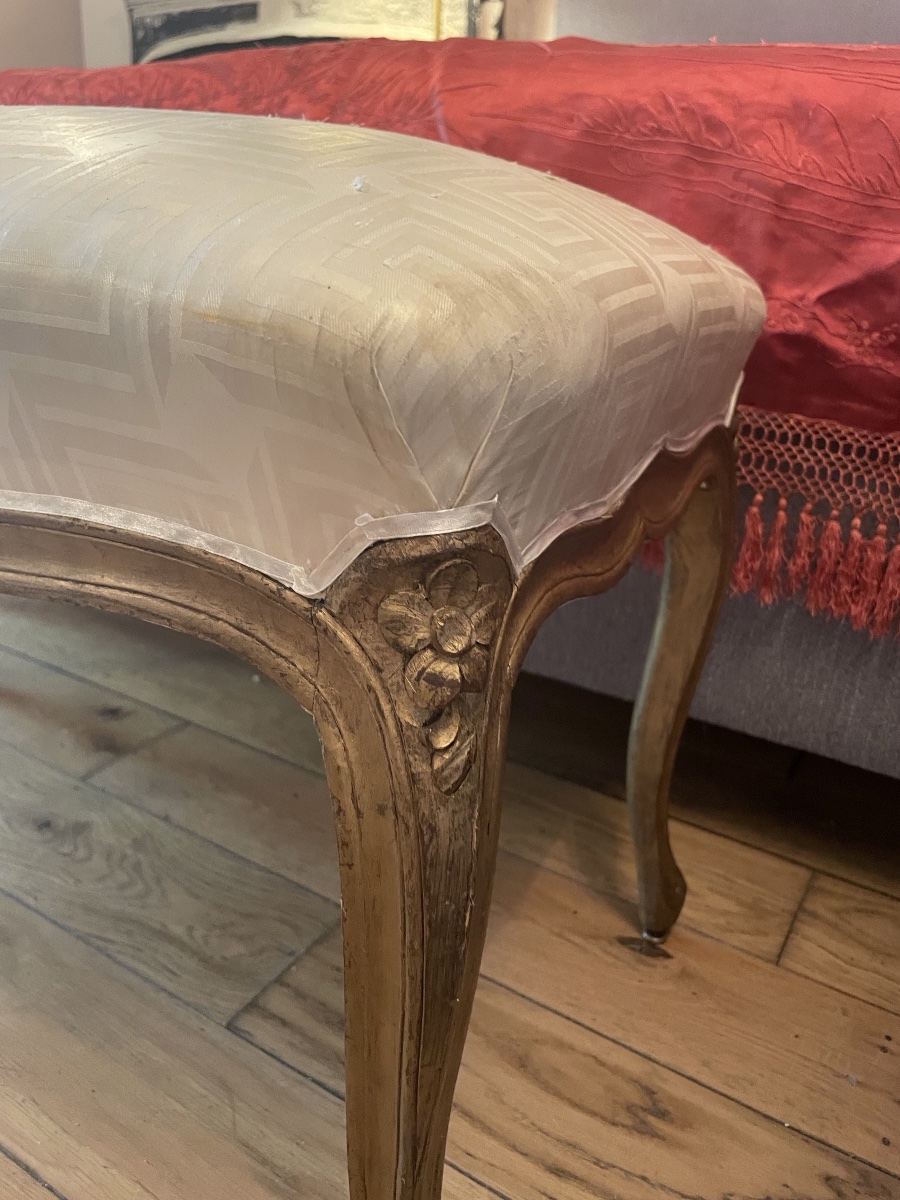 Banquette dorée  bout de lit de style Louis XV-photo-2