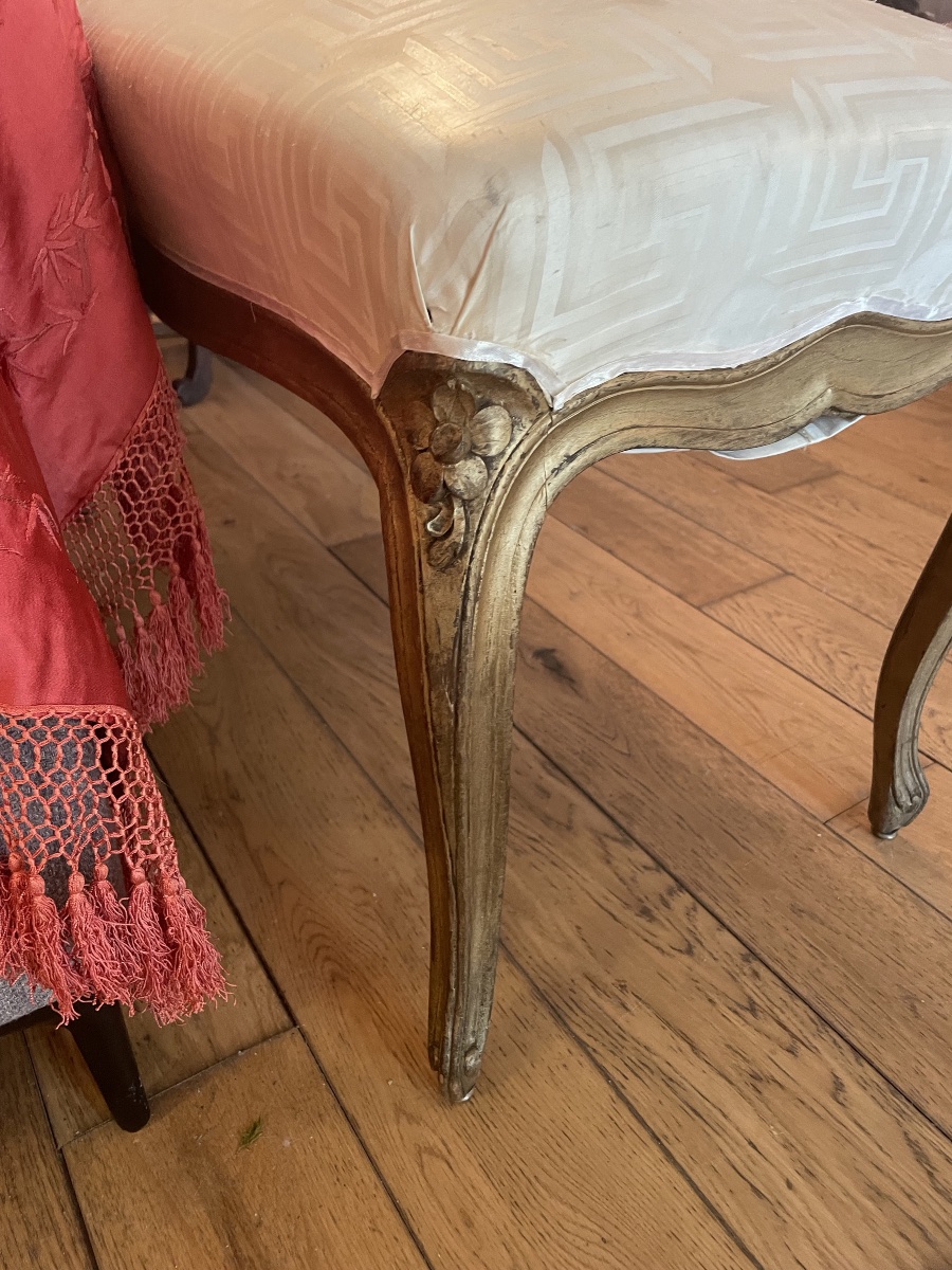 Banquette dorée  bout de lit de style Louis XV-photo-4