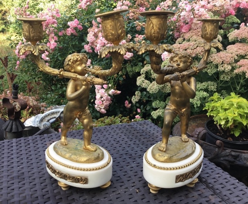 Pair Of Napoleon III-era Candelabers With Putti-photo-3