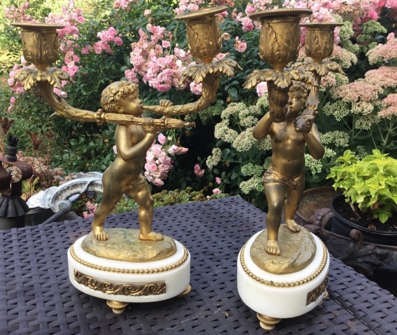 Pair Of Napoleon III-era Candelabers With Putti-photo-4