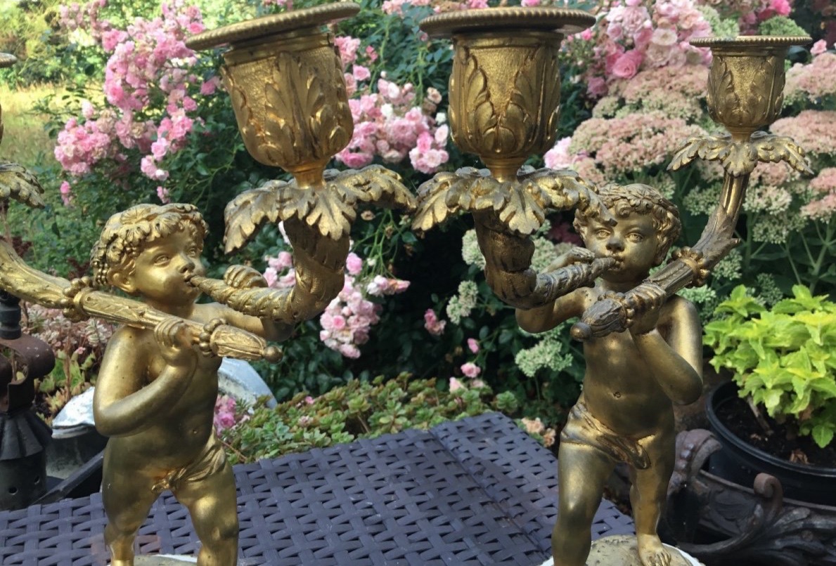 Pair Of Napoleon III-era Candelabers With Putti-photo-3