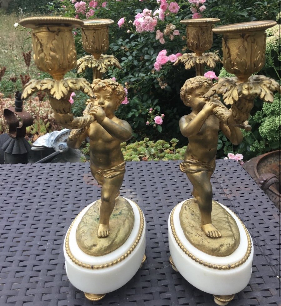 Pair Of Napoleon III-era Candelabers With Putti-photo-5