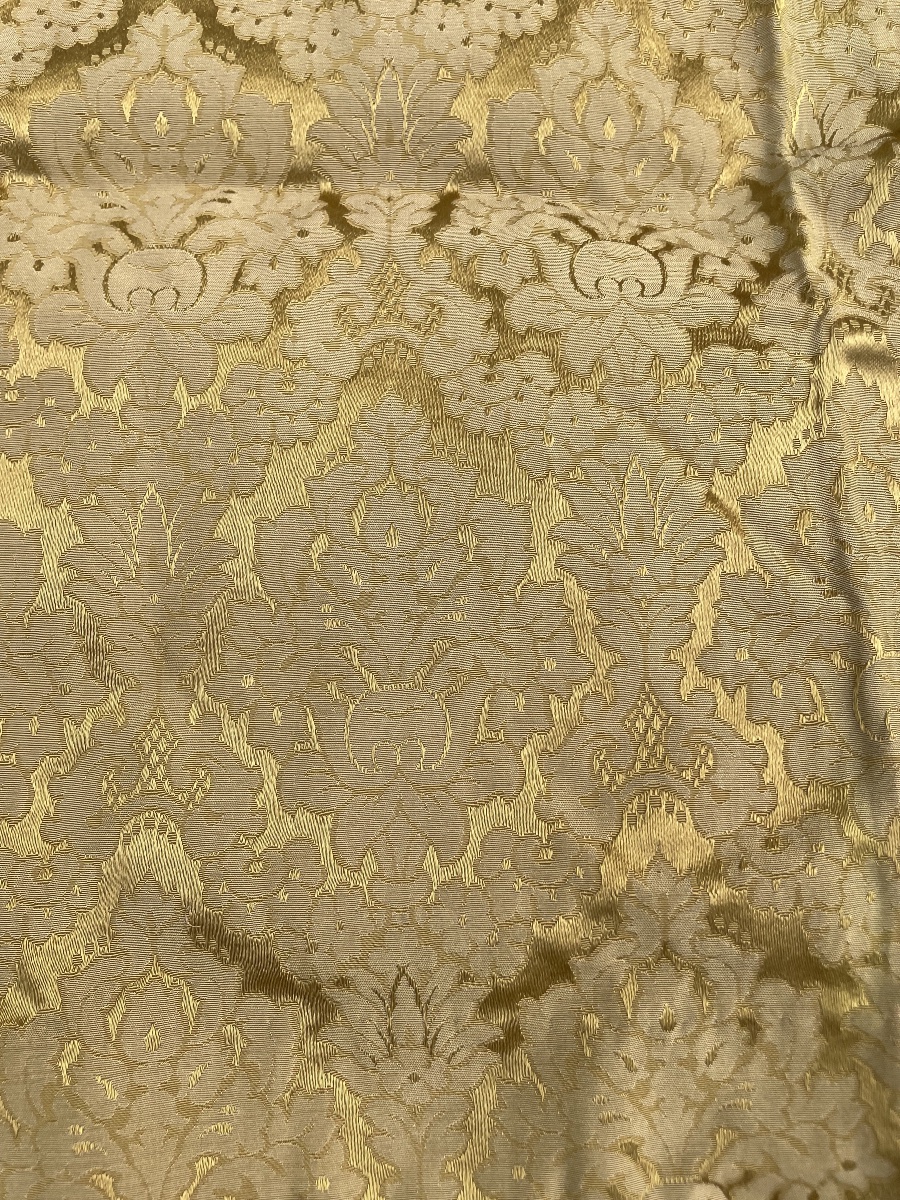 La paire de rideaux damas soyeux fond or et cantonnière -photo-4