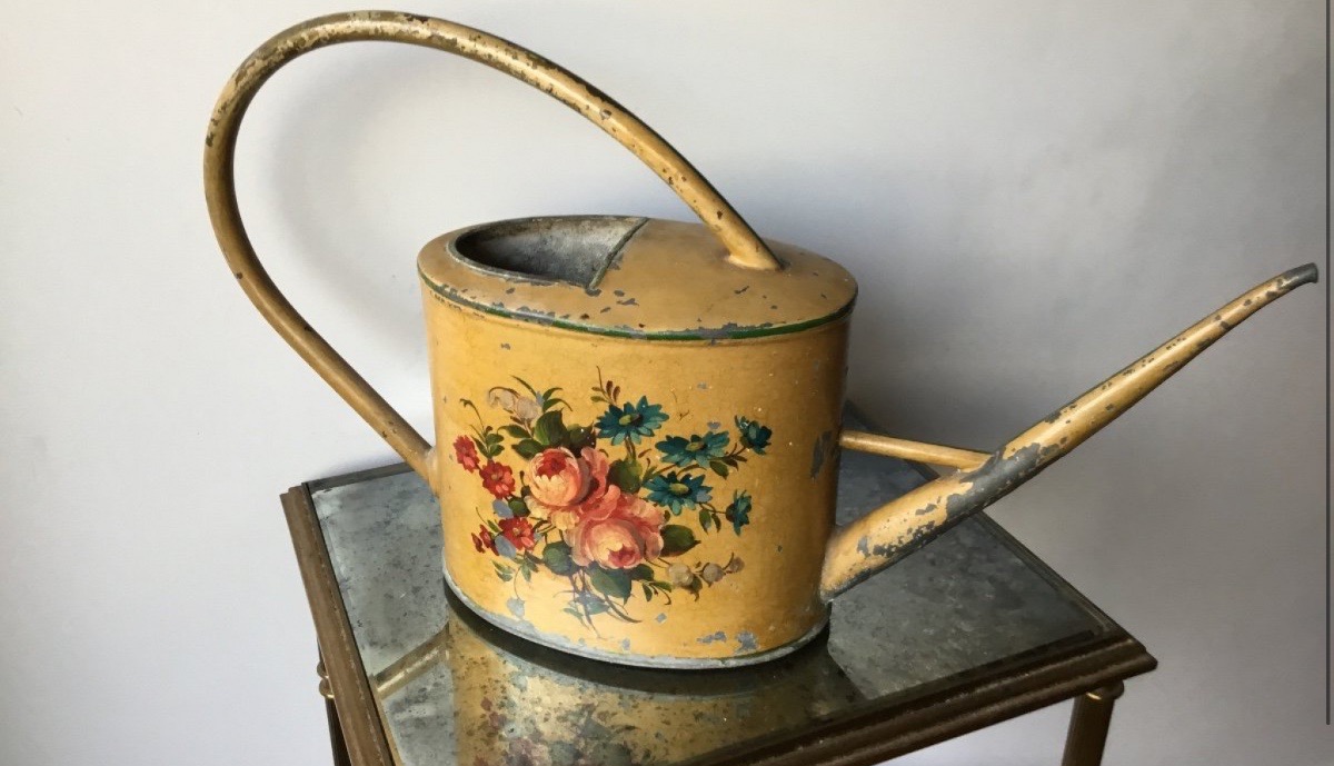 ARROSOIR EN TÔLE PEINTE , D’ÉPOQUE NAPOLÉON III-photo-3