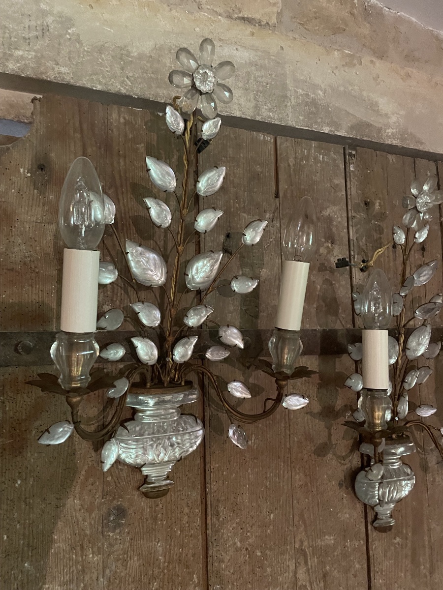 PAIRE D'APPLIQUES  dites À LA MARGUERITE, DE LA MAISON BAGUÈS-photo-4