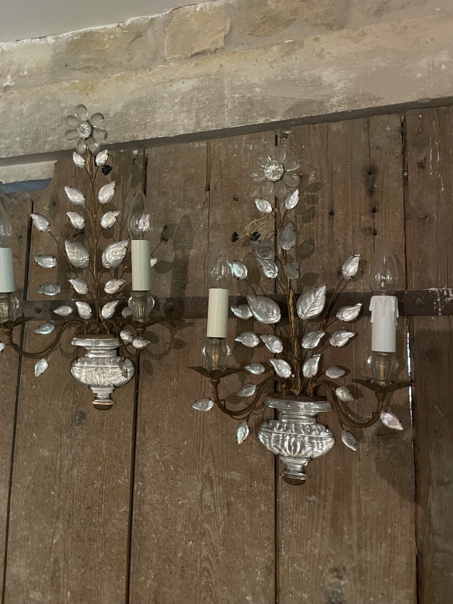 PAIRE D'APPLIQUES  dites À LA MARGUERITE, DE LA MAISON BAGUÈS-photo-2