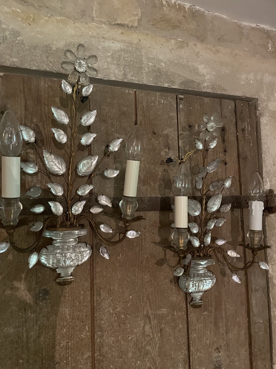 PAIRE D'APPLIQUES  dites À LA MARGUERITE, DE LA MAISON BAGUÈS-photo-4