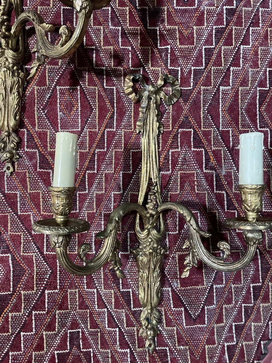 Pair Of Louis XVI-style Bronze Wall Sconces -photo-2