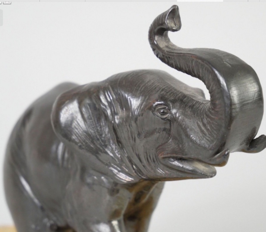 Art Deco Elephant On A Yellow Marble Base-photo-2