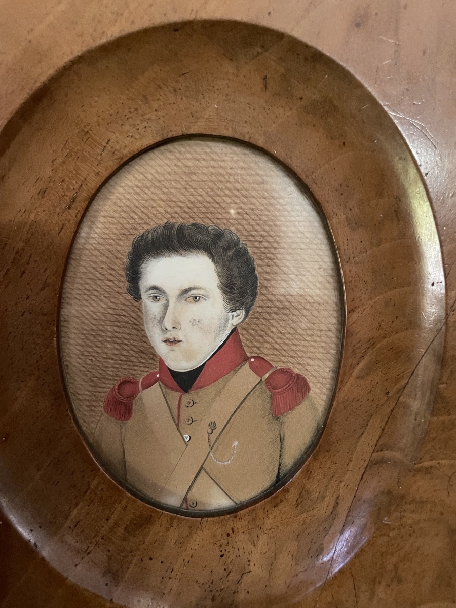 A 19th-century Oval Miniature Depicting A French Military Officer In Uniform