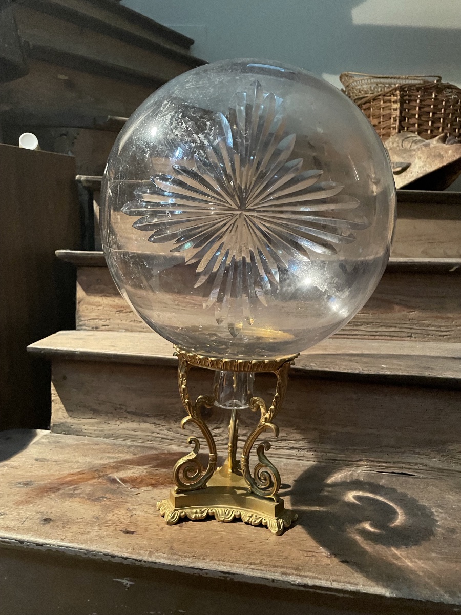 BOULE DE MONSTRANCE DE PHARMACIE, SOCLE EN Bronze  du 19ÈME-photo-2