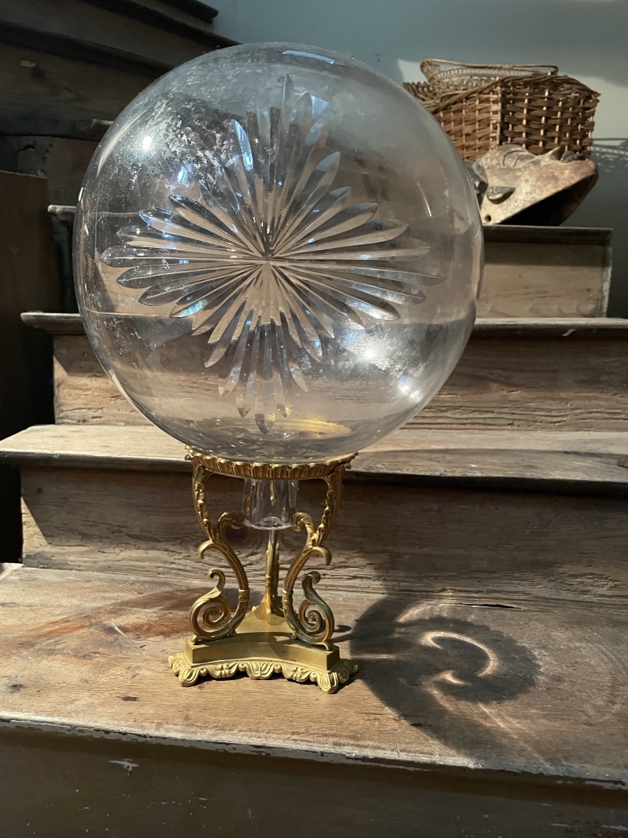 BOULE DE MONSTRANCE DE PHARMACIE, SOCLE EN Bronze  du 19ÈME-photo-3