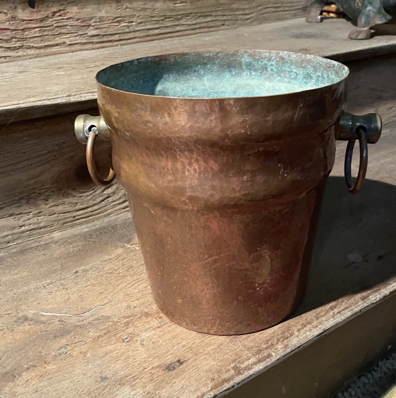 Art Deco-era Hammered Copper Champagne Bucket -photo-2