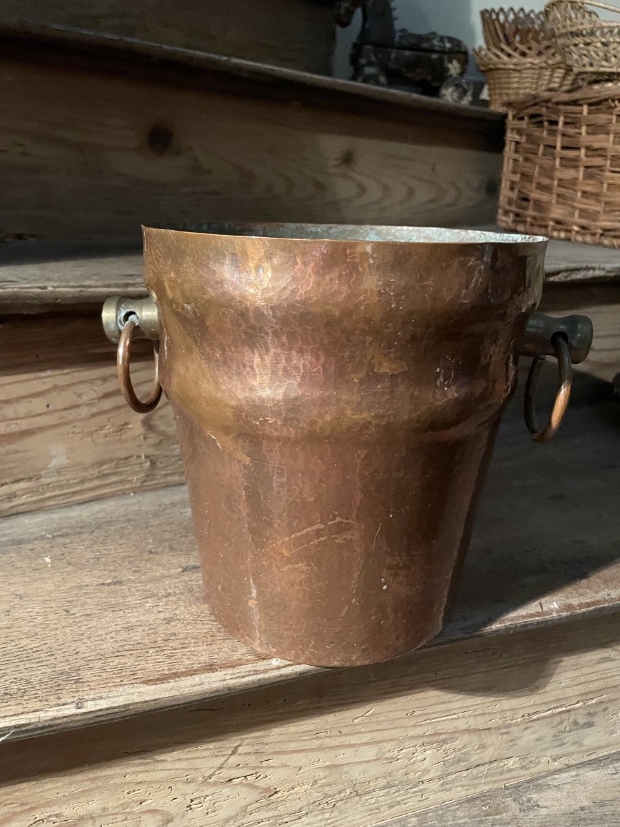Art Deco-era Hammered Copper Champagne Bucket -photo-3