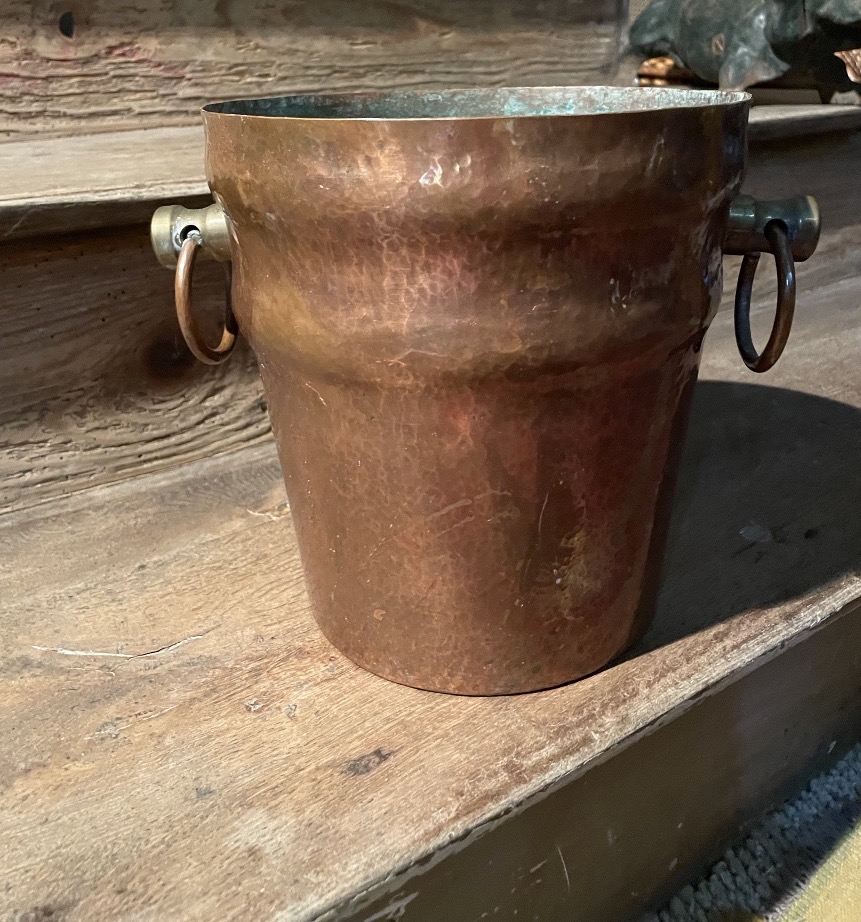 Art Deco-era Hammered Copper Champagne Bucket -photo-4