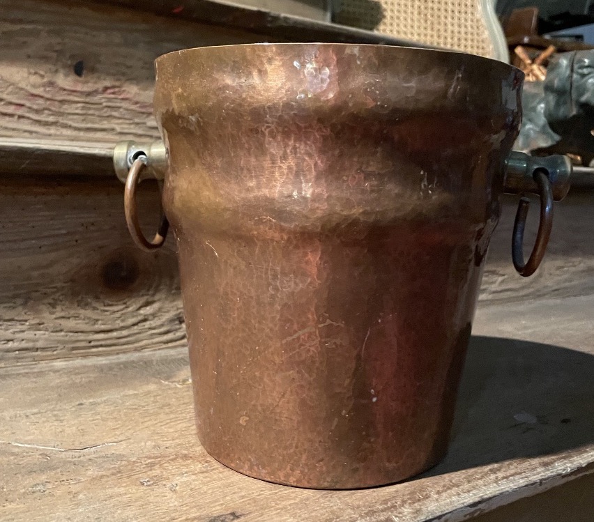 Art Deco-era Hammered Copper Champagne Bucket -photo-4