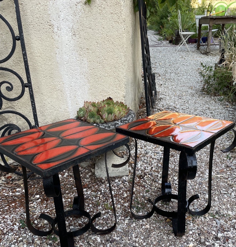 La paire de bouts de canapé, céramiques grains de café -photo-3