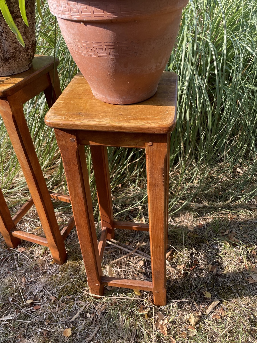 Pair Of Oak Stools -photo-3