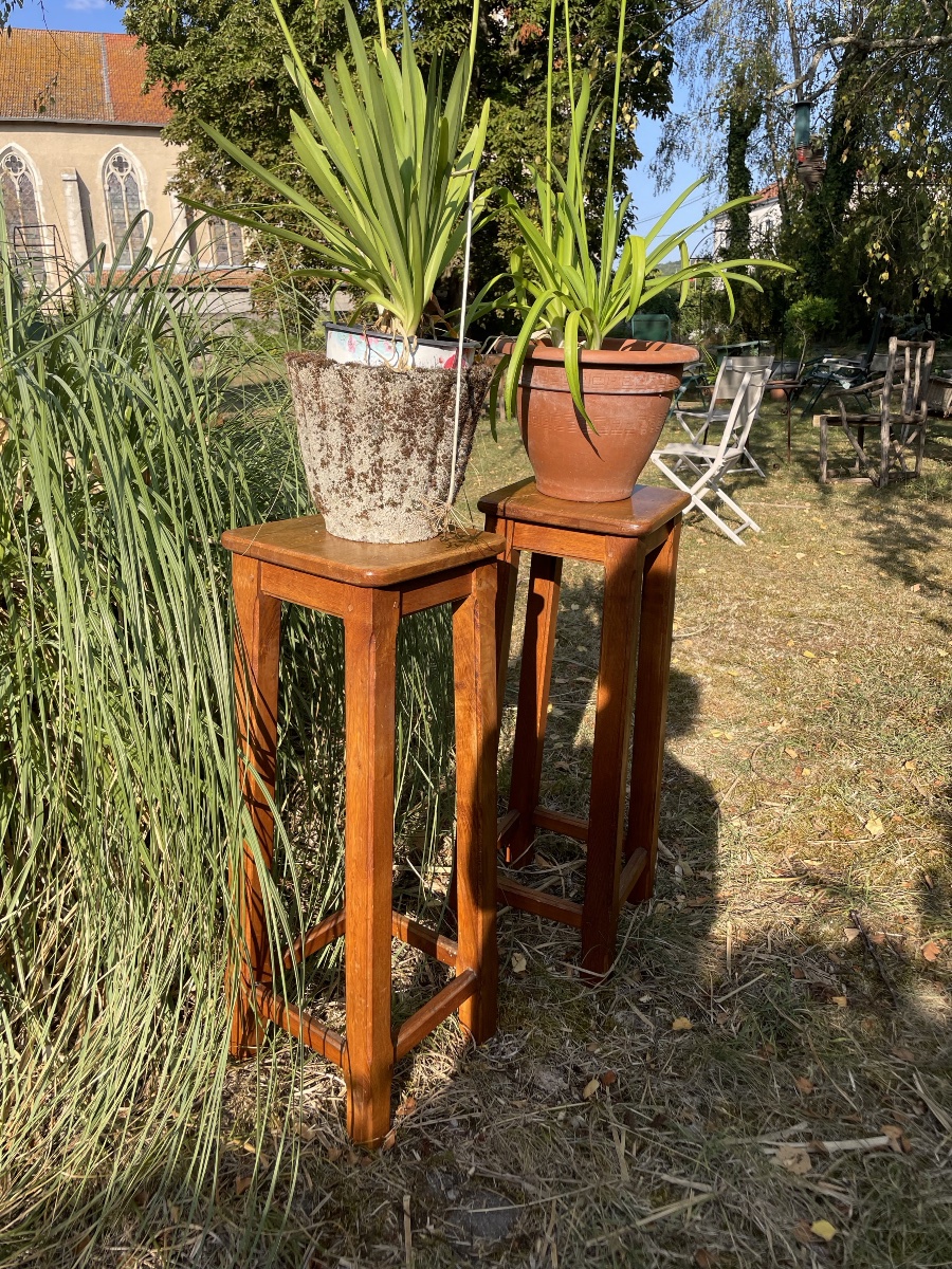 Pair Of Oak Stools -photo-4