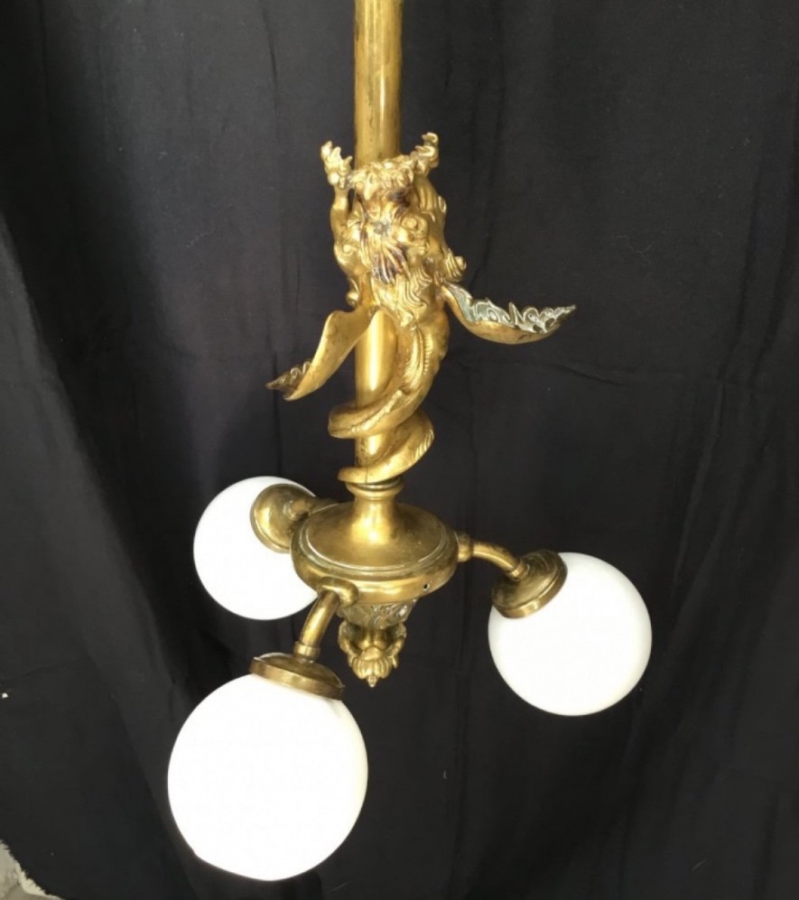  Dragon Staircases Chandelier (148 Cm) In Gilded Bronze, Nap III-photo-1